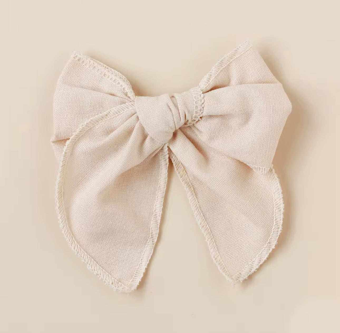 Linen bow hair clip