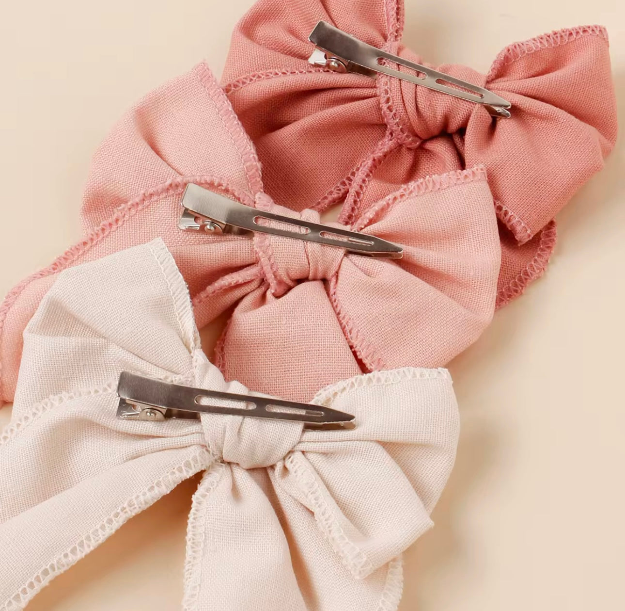 Linen bow hair clip