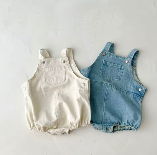 Denim dungaree romper