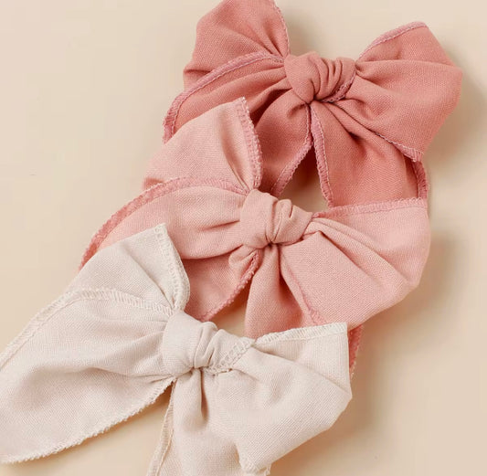 Linen bow hair clip