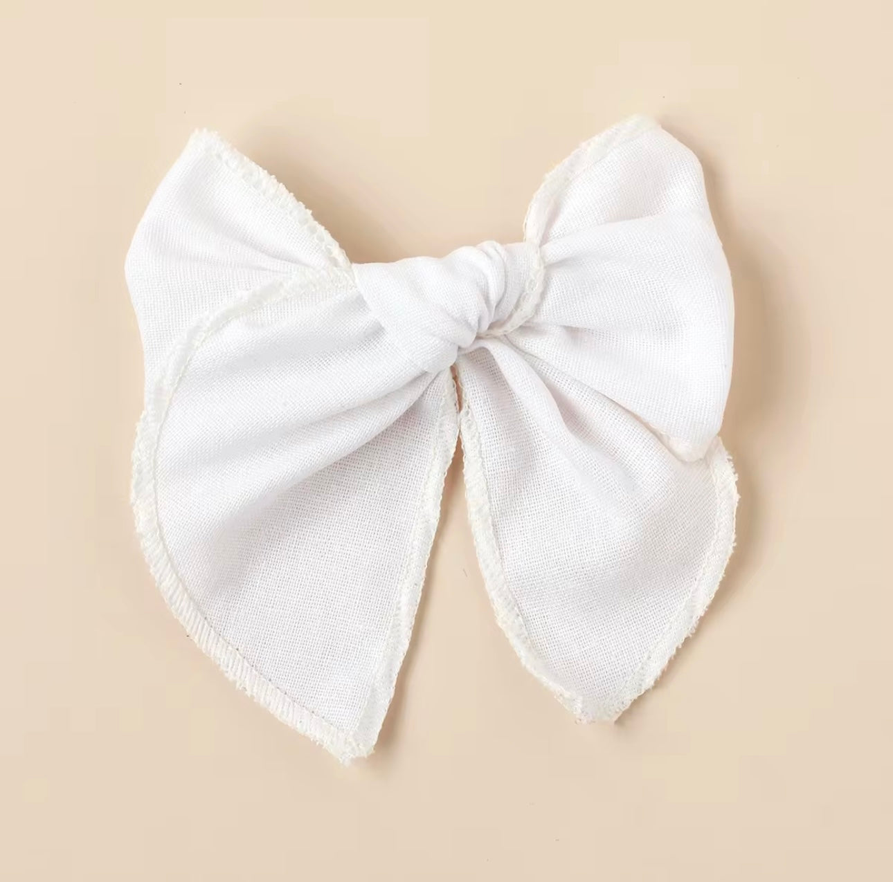 Linen bow hair clip